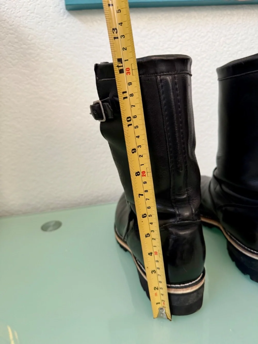 CHIPPEWA Black Leather steel-toed Motorcycle Boots Men's Size 12